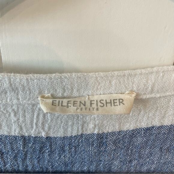 Eileen Fisher Striped Linen Crinkle Gauze Tunic - Picture 4 of 6